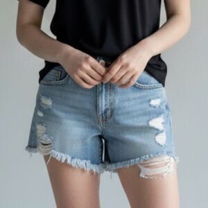 Express Jeans Women's Distressed Lace Short Shorts